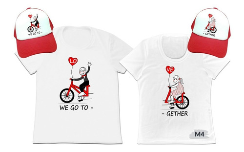 Camiseta Mas Gorra Set 2 Pajeras Enamorados Novios Esposos