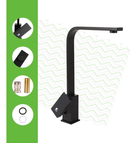 Torneira Gourmet Monocomando Quadrada 360 Cor Preto Fosco
