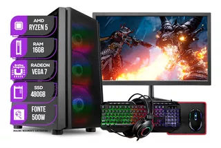 Pc Gamer Completo Mancer, Amd Ryzen 5, 16gb Ddr4, Ssd 480gb