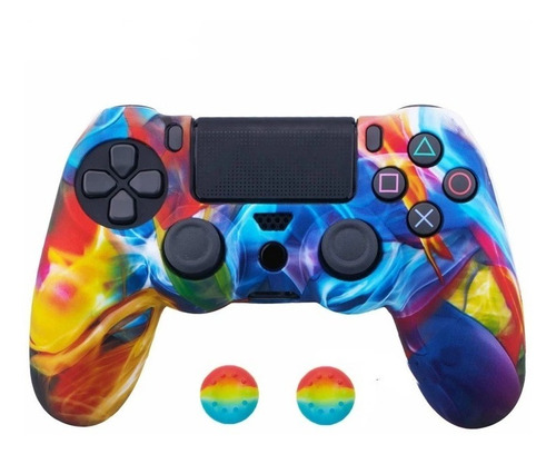 Funda Silicona Camuflaje Ps4, Dualshock, Ps4 Slim + 2 Tapas
