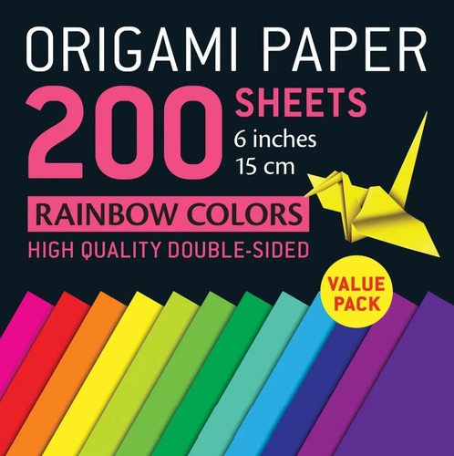 Papel Para Origami - 200 Hojas 15x15cm - Colores Arcoiris | Envío gratis