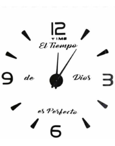 Reloj De Pared 3d Con Frase En Vinilo Grande 100x100cm