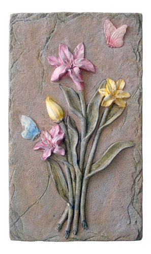 C&h Bonito Cuadro, Diseño Labrado De Flores Con Mariposas