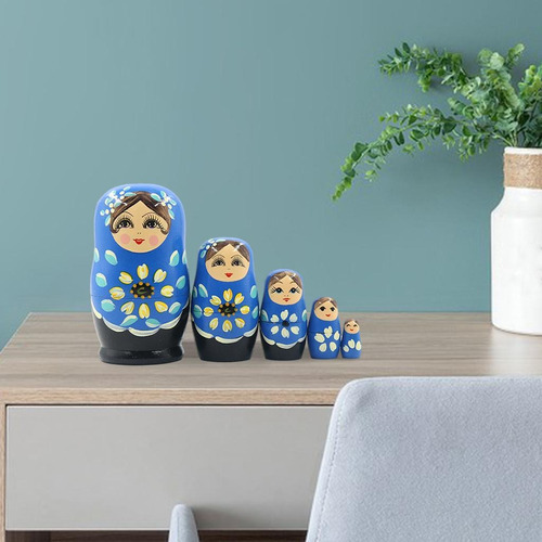 Muñecas rusas que anidan, 5 capas, azules, 5 capas, azul