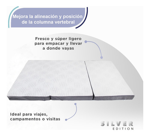 Colchón Individual 10 Cm Seccionado Plegable Silver Edition Color Blanco