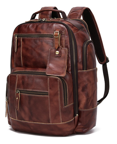 Lannsyne Mochila Vintage De Cuero Genuino Para Hombres, Moch