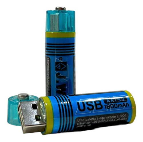 4 Pilhas Aa Recarregável Usb 1.5v 1.500mah Jws Pequena