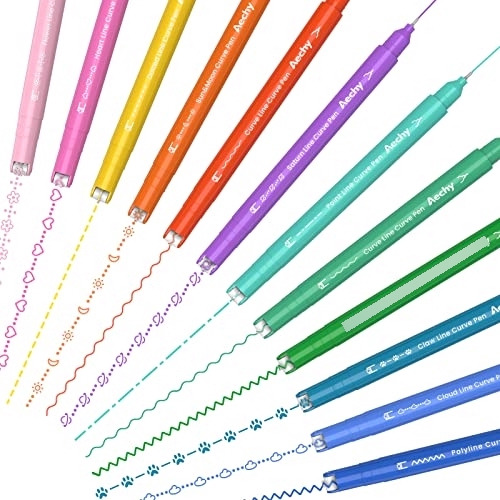 Aechy 12 Bolígrafos Curvos De Colores Para Tomar Notas, Bol