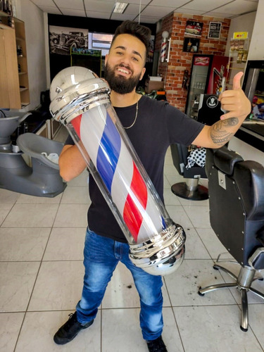 Barber Pole Poste Barbeiro Cromado A Prova D'água 80cm