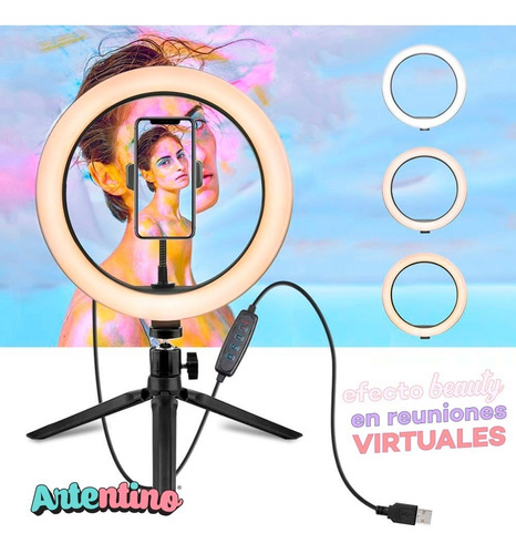 Aro Led Ring Luz Celular Tripode Maquillaje Foto Video Pro