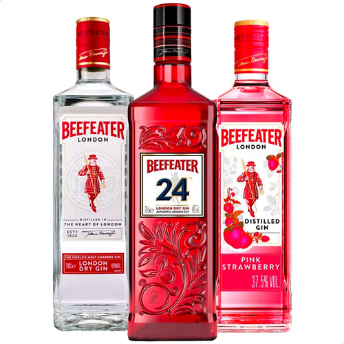Gin Beefeater London Dry Gin + Pink + Beefeater 24 Combo X3