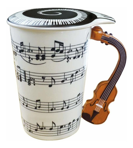 Taza De Café De Música Con Tapa Y Mango De Violín 13...