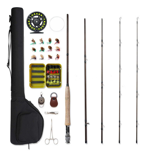 Kit De Caña De Pescar Mosca Y Carrete Principiantes, 4...