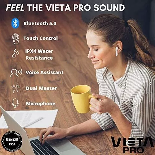 VIETA PRO Squid 2021 True Wireless Bluetooth 5.0 Earbuds Charging Case  Ultra-compact IPX4 Sweat & Water Resistance. Hi-Fi Stereo. Auto Connect