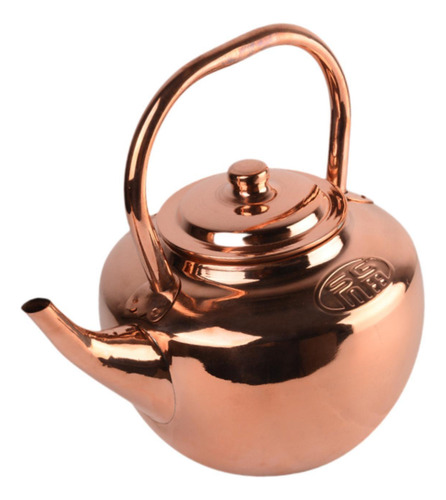 Tetera De Cobre, Tetera, Infusor De Té 3l Caño Corto Rojo