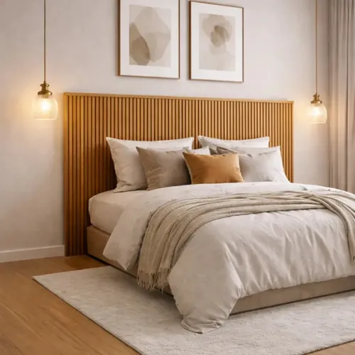 Cabeceira Ripada Queen King Painel De Cama Mdf Moderna Cinamomo