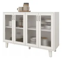 Comprar Aparadores Bufetera Con 4 Puertas De Vidrio Color Blanco