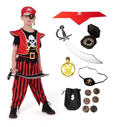 Disfraz De Pirata Feroz De Halloween Con Accesorios Para Nio