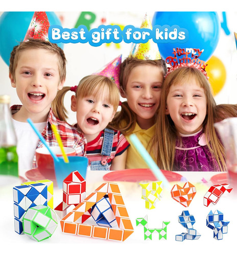 Ganowo 24 Pack Fidget Snake Cube, Mini Twist Puzzle Party Ba