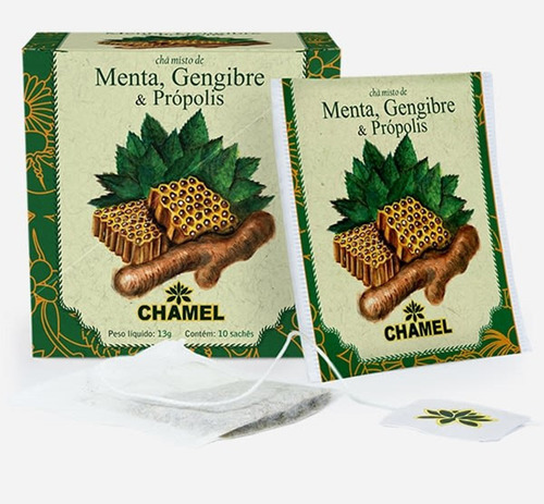 Chá De Menta, Gengibre E Própolis -com 10 Sachês