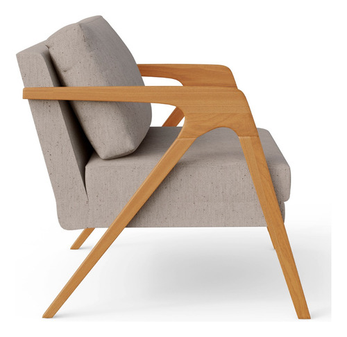 Kit 4 Poltronas Decorativa Para Sala Estar Pietra Linho Bege Desenho Do Tecido Liso