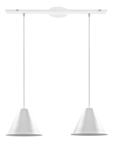 Lampara Colgante Cono Vintage Industrial Riel 2 Luces E27 Estructura Blanco