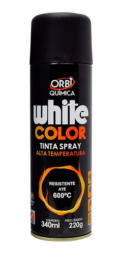 Tinta Spray Preto Fosco Alta Temperatura White Color Orbi