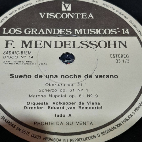 Sin Tapa Disco Grandes Musicos 14 Mendelssohn Viscontea Cl0