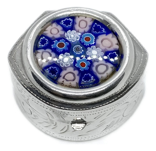 Pastillero Cofre Cristal Murano Plata 925 Plateado