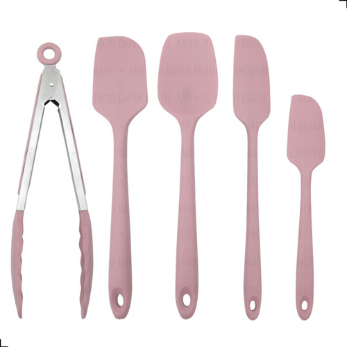 Jogo De Espátulas Pegador Silicone Utensílios Confeitaria