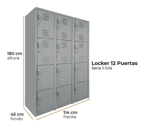 Locker Metálico 12 Puertas Industrial Casillero Serie J