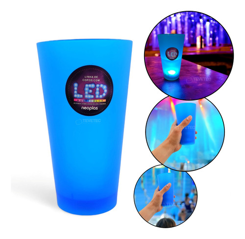 Kit 2 Copos Led 500ml Festas Luz Colorida Rgb