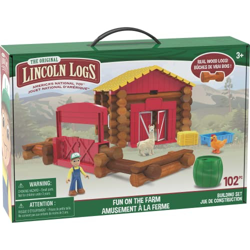 Lincoln Logs  Fun On The Farm - 102 Parts - Real Wood Logs