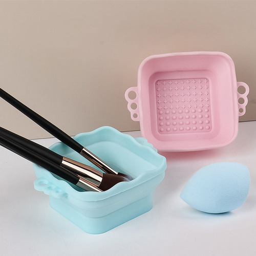 Brochas De Maquillaje Plegables, Cuencos Limpiadores, 2 Unid