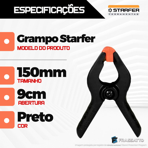 Grampo Marceneiro Aperto Rápido 6 Polegadas Multiuso Pressão