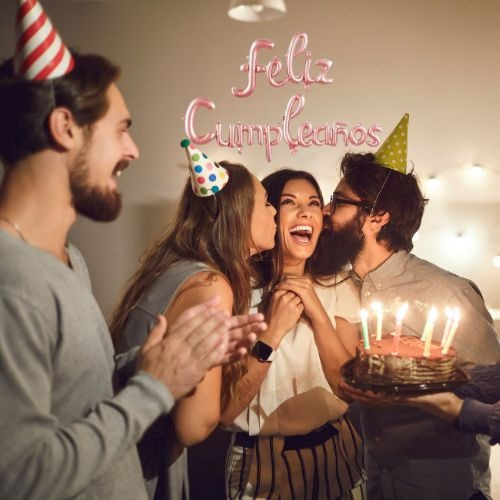 Globo Metálico Feliz Cumpleaños Rosa Claro Feliz Cumpleaños