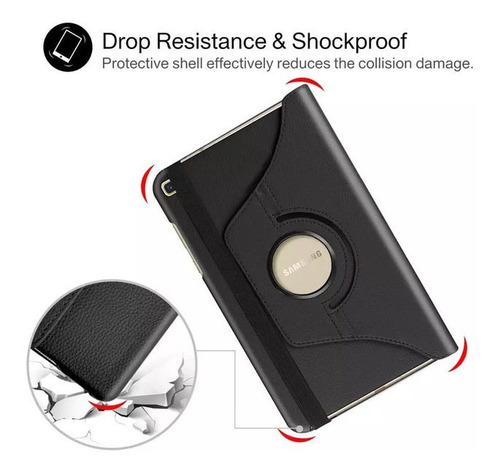 Imagen 5 de 9 de Funda Para Tablet Samsung T290 8 Negra Protege Completa 360