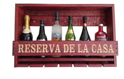 Cantina Bar Repisa Cava Porta Vinos Grabada De Madera Led 