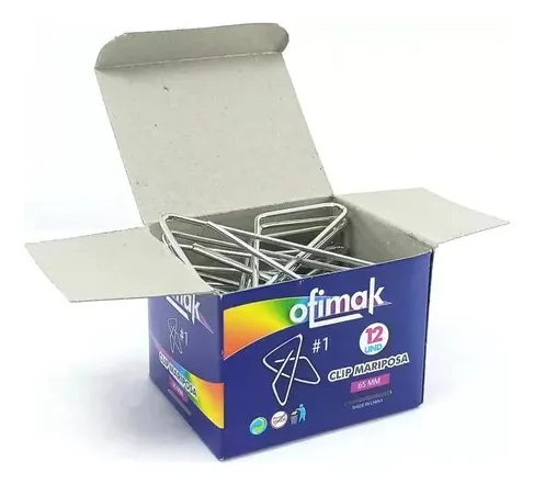 comprar Clips Mariposa Nro1 Ofimak 65mm Pack 2 Cja X 12 Piezas C\u002Funa