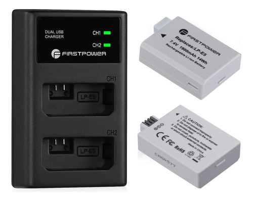 Firstpower Lp-e5 Bateria (2 Unidad 1900 Mah) Cargador Usb Eo