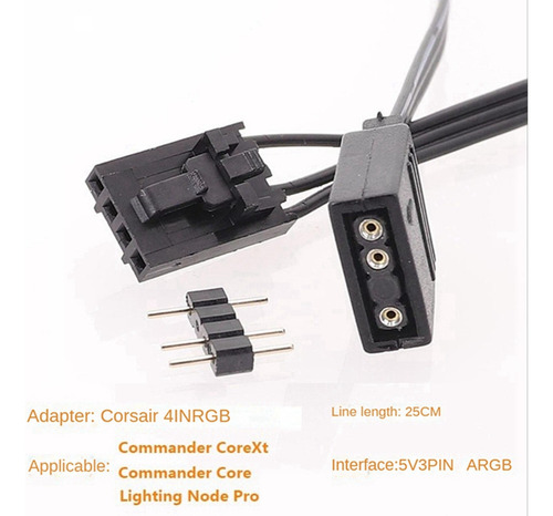 Adaptador Corsair Rgb De 4 Pines A Argb Estándar De 3 Pines