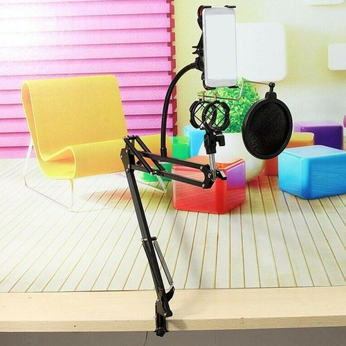 Soporte Para Microfono Brazo Filtro Pop Soporte Celular Mesa