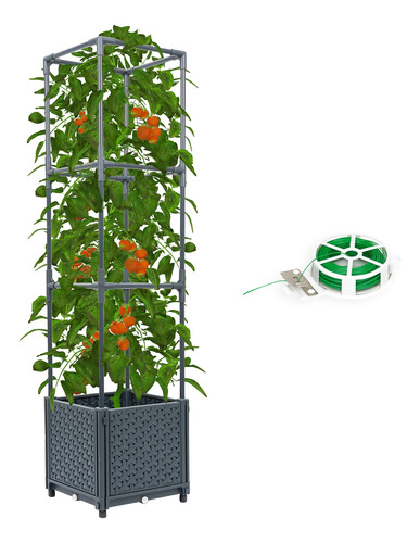 Dxront Cama De Jardin Elevada Con Maceta De Tomate Enrejado