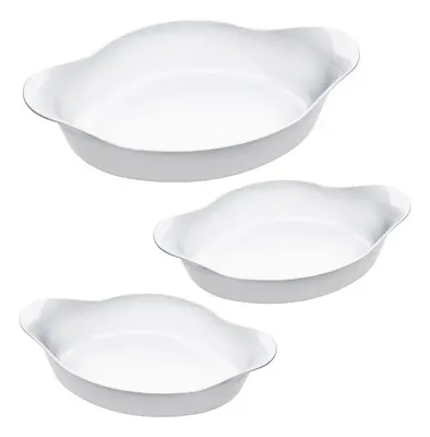 Marinex Conjunto de Assadeiras Oval Opaline 3 Peças Branco
