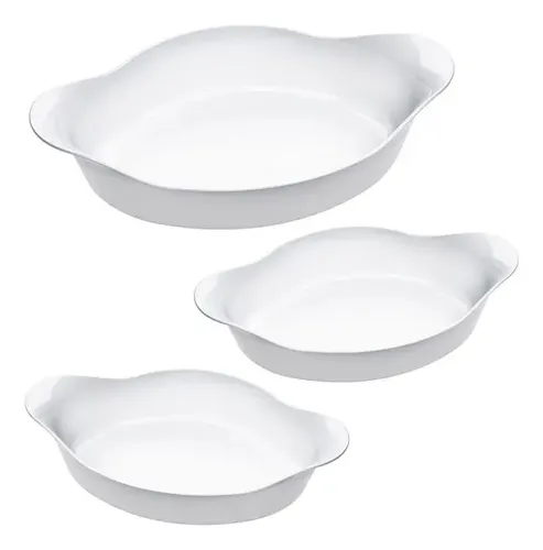 Conjunto De Assadeiras Oval 3 Peças Branco