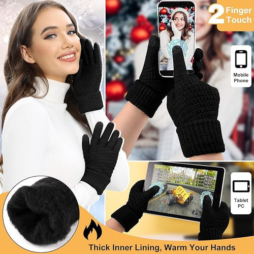 Set De Gorro Bufanda De Punto Invierno Con Guantes De