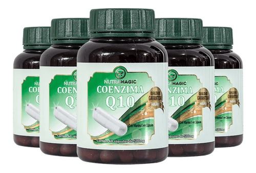 Kit 5x Coenzima Q10 (ubiquinona) C/60 Cap. 500mg Nutramagic