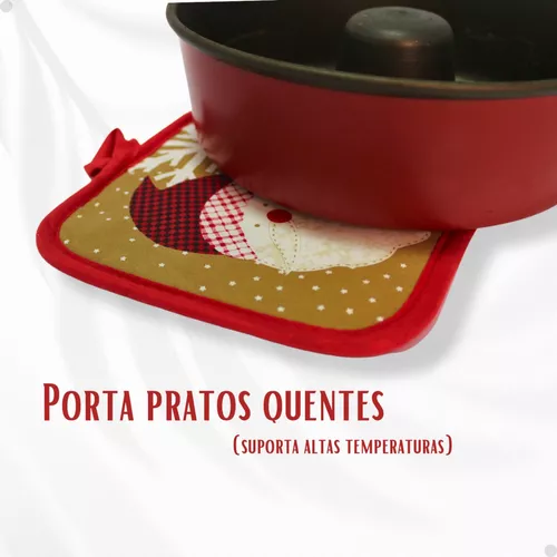 Kit Cozinha Luva e Descanso de Panela Natal Papai Noel Ho Ho Ho -  DadePresente