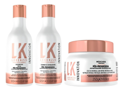 Kit Lokenzzi Pós Progressiva Shampoo Condicionador Mascara