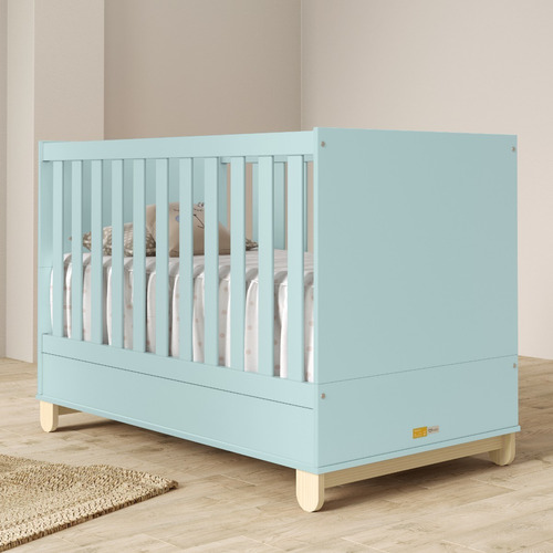 Cuna Colecho Celeste Bebe Laqueada Patas Madera